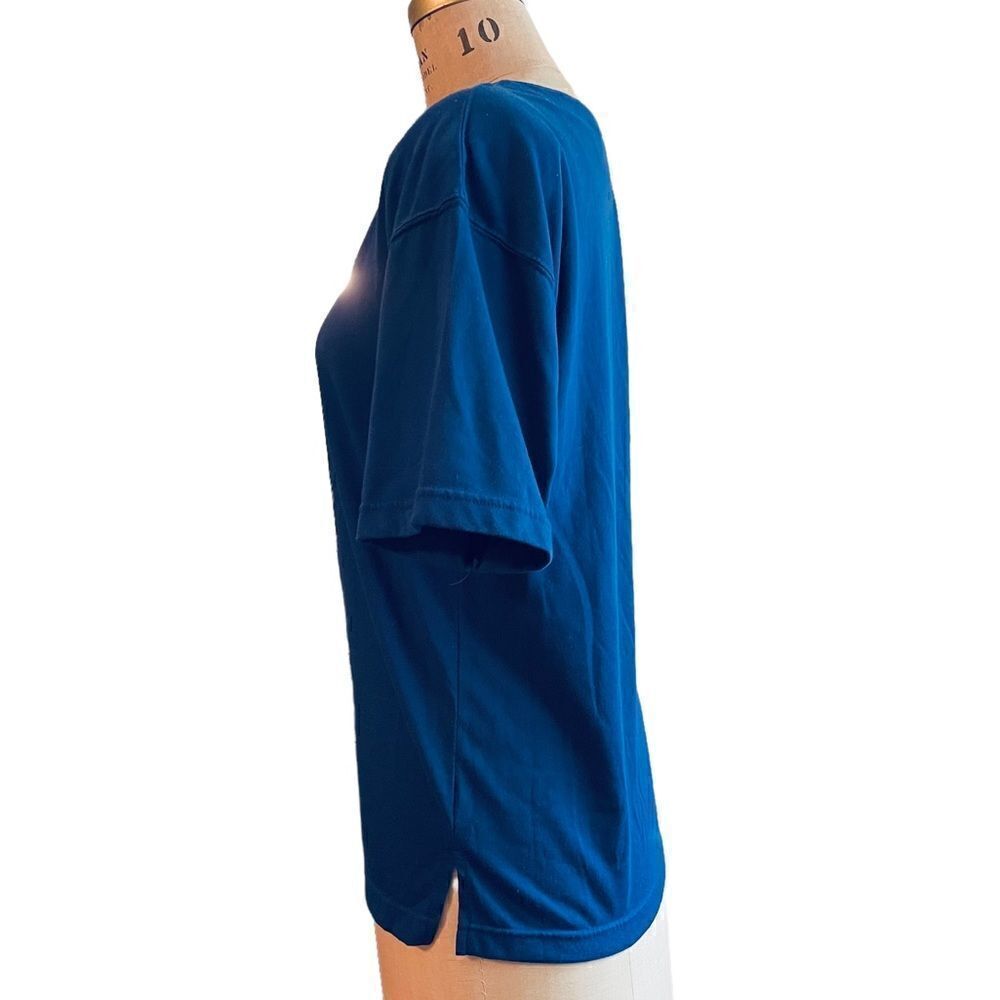 Blue button down V neck shirt - image 2